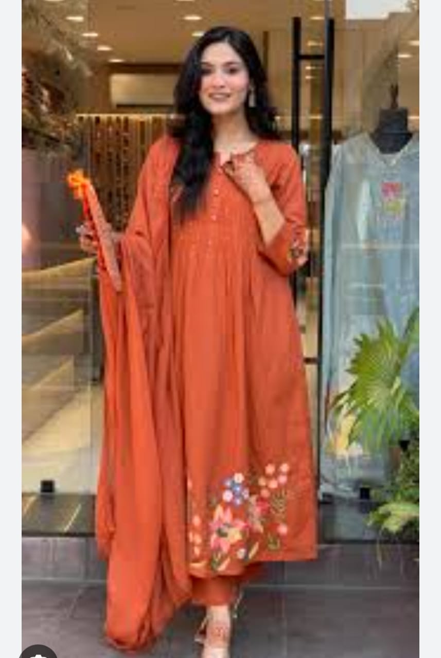 Heavy Cotton Beautiful Embroidery Work 3 Piece Set