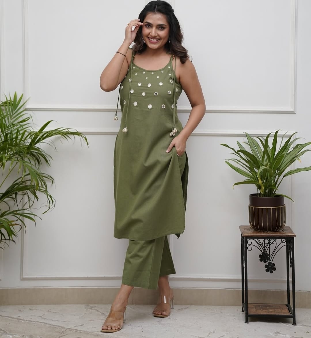 Heavy Cotton Mirror Work 2 Piece Set