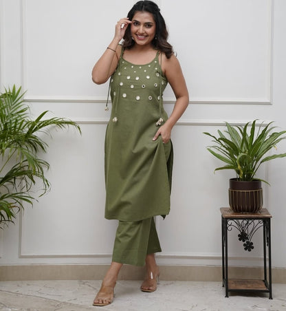 Heavy Cotton Mirror Work 2 Piece Set