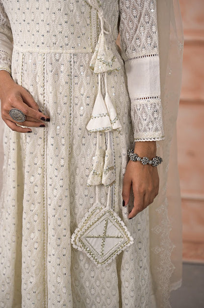 Graceful Georgette Angrakha Anarkali With Organza Dupatta And Pants