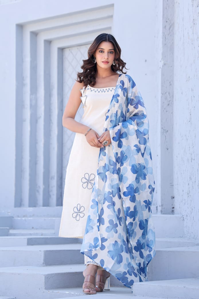 Hand Work Beautiful Suit Set With Dupatta