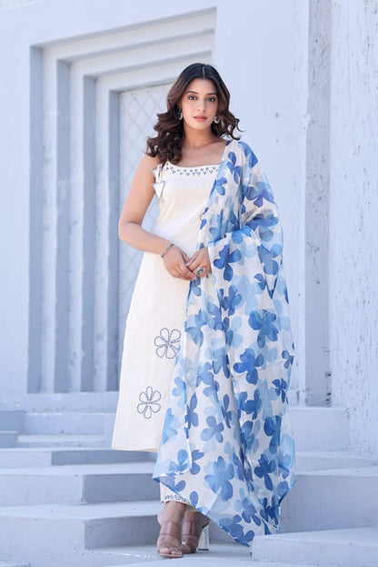 Hand Work Beautiful Suit Set With Dupatta