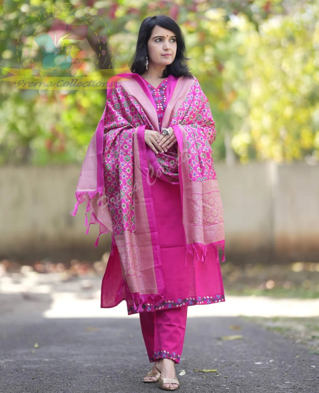 Vibrant Fuchsia Pink Embroidered Kurti Set