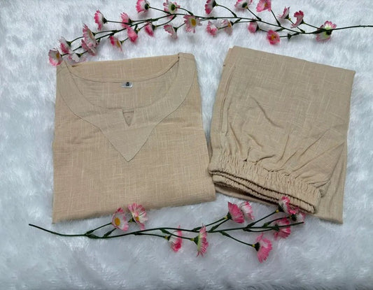 Jaipur Premium Women'S Off-White Cotton Casual Kurti Set