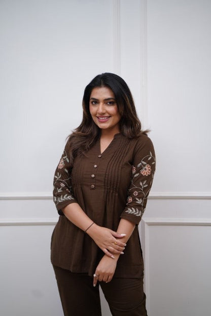 Jaipur Premium Elegant Brown Ethnic Co-Ord Set For Women