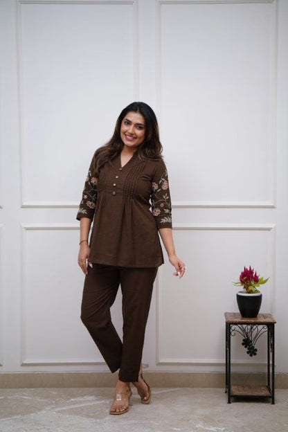 Jaipur Premium Elegant Brown Ethnic Co-Ord Set For Women