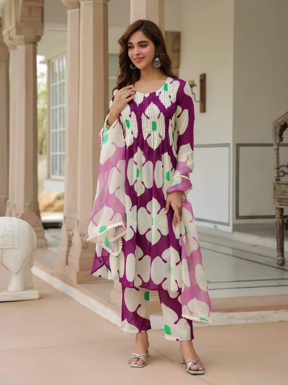 Stylish cotton comfy Kurti pant dupatta set