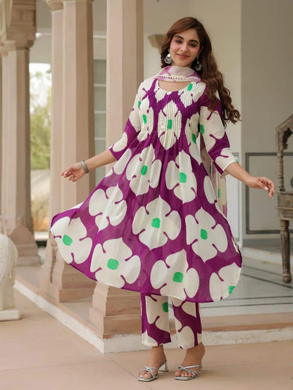 Stylish cotton comfy Kurti pant dupatta set