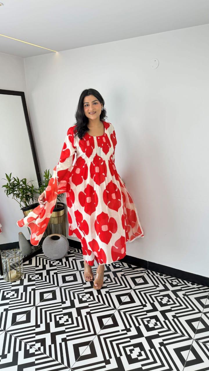 Stylish cotton comfy Kurti pant dupatta set