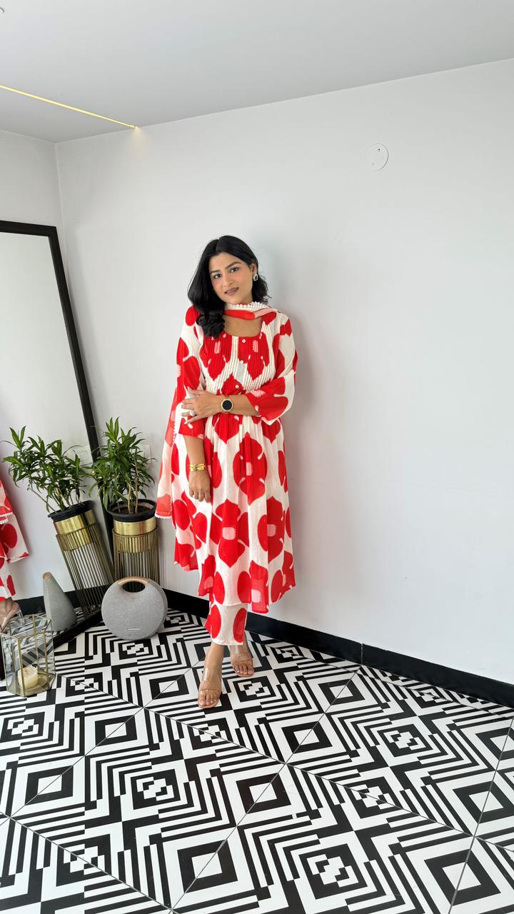 Stylish cotton comfy Kurti pant dupatta set