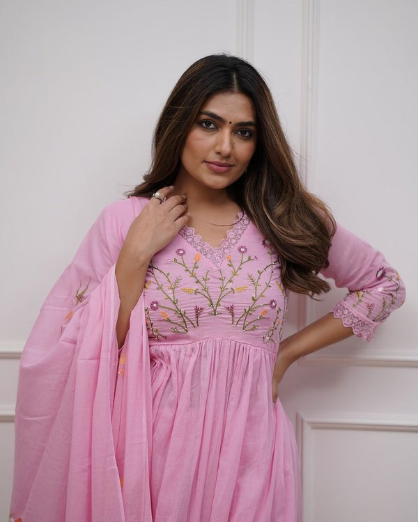 Jaipur Premium  Beautiful Embroidery And Sequence Work Kurta Set For Women