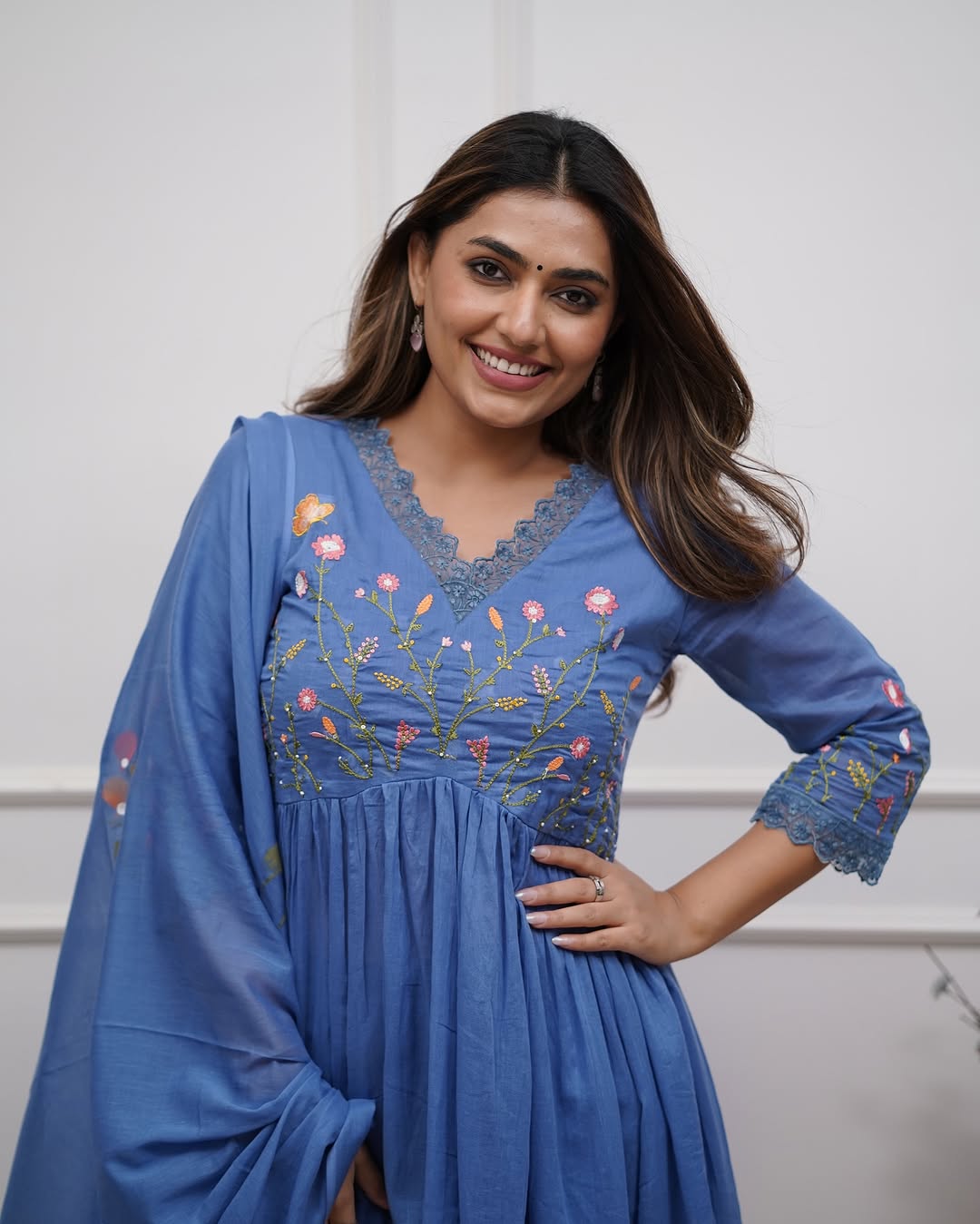 Jaipur Premium Beautiful Embroidery And Sequence Work Set For Women (Blue)