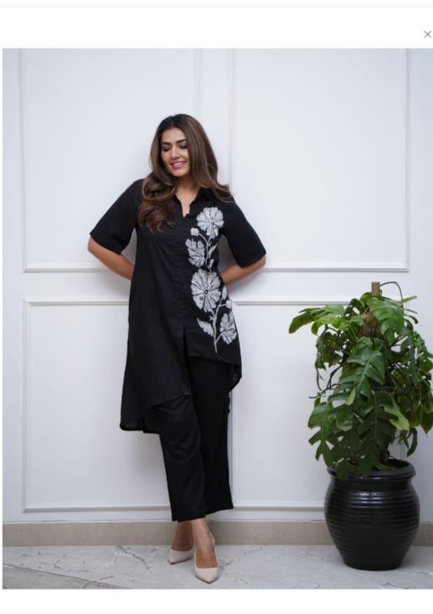 Stunning Embroidered Cotton Cord Sets (Lavender Color)