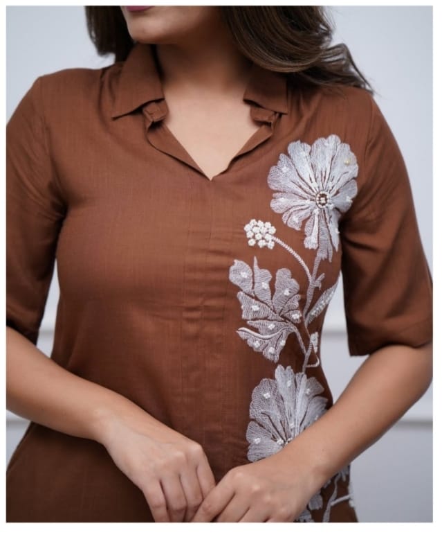 Stunning Embroidered Cotton Cord Sets (Lavender Color)