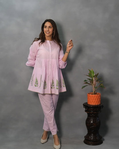 Pure Cotton Co-Ord Set With Embroidery Work