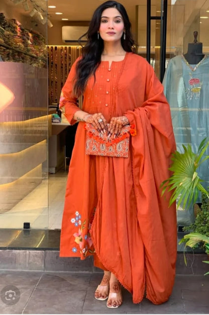 Heavy Cotton Beautiful Embroidery Work 3 Piece Set