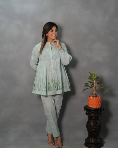 Pure Cotton Co-Ord Set With Embroidery Work