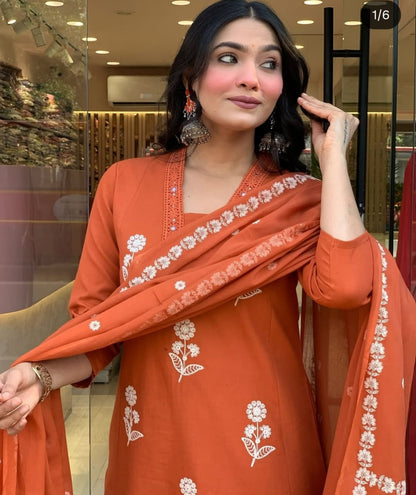 Pure Cotton Flex Flower Print 3 Piece Suit Set