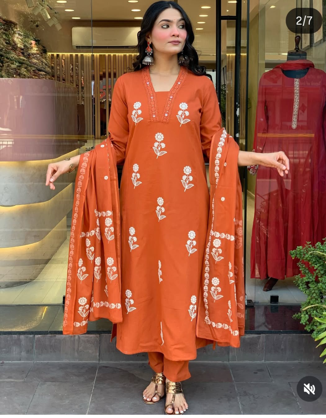 Pure Cotton Flex Flower Print 3 Piece Suit Set