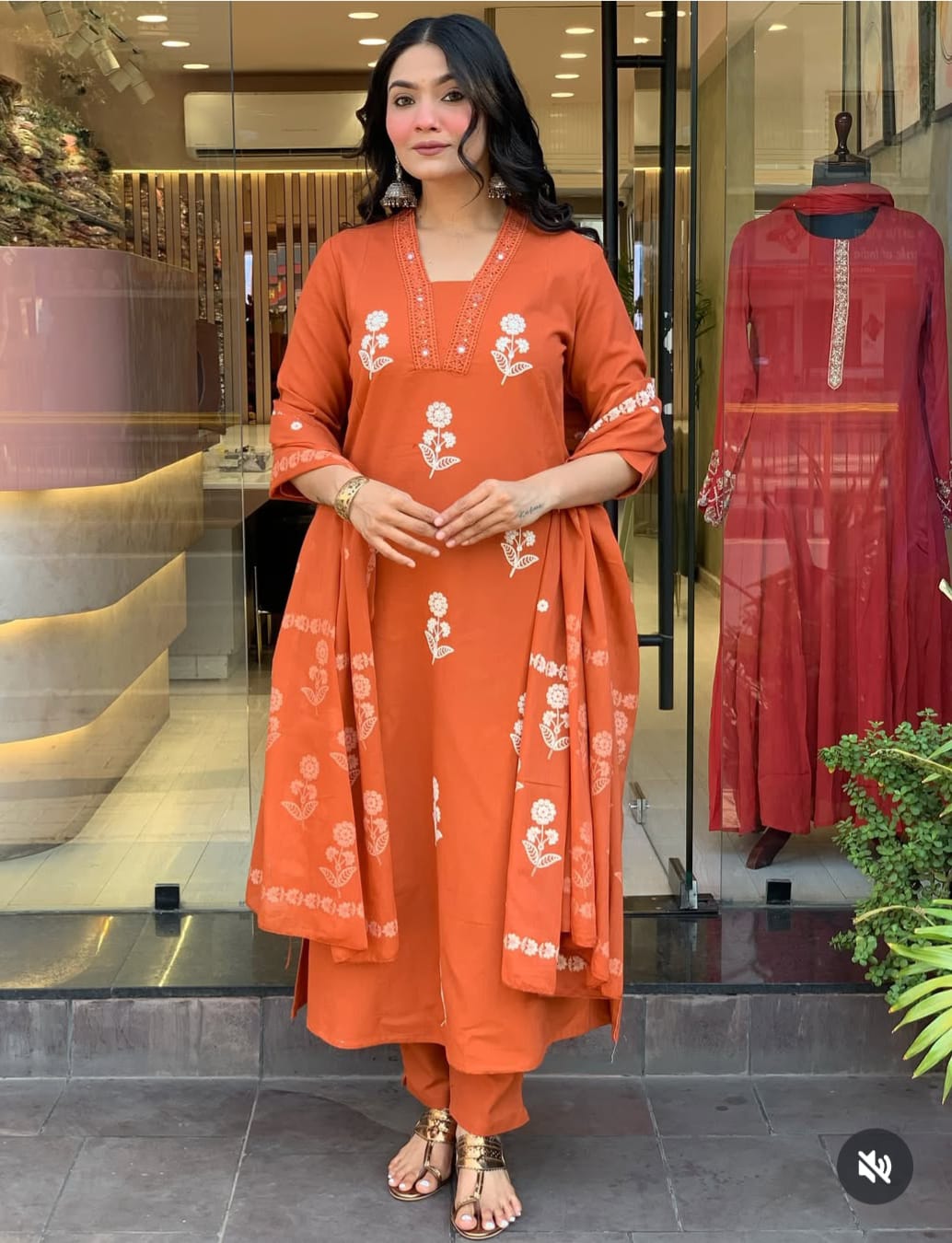 Pure Cotton Flex Flower Print 3 Piece Suit Set